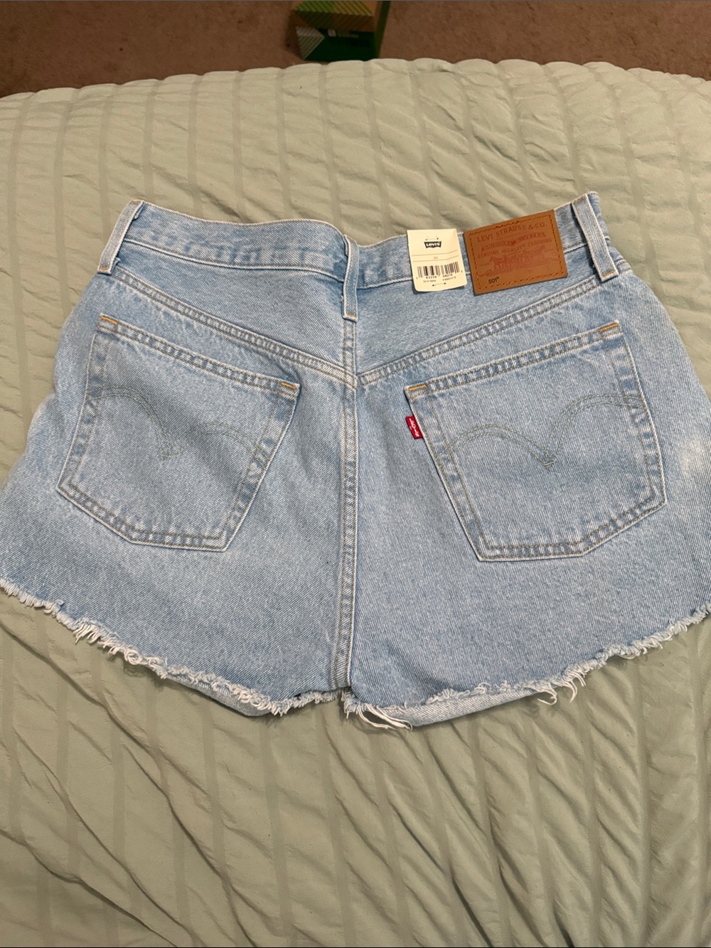 Levi's Light Blue Distressed High-Rise Jean Shorts - Picture 2 of 4